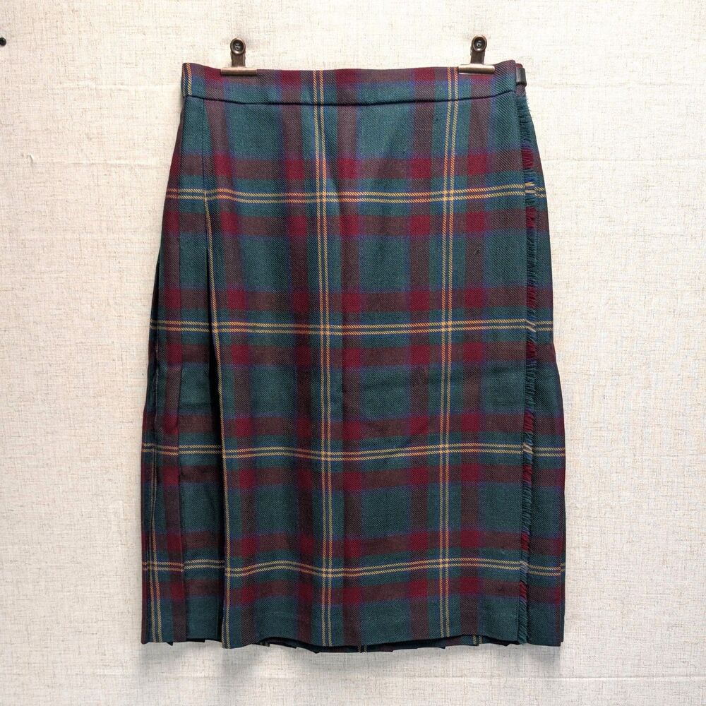 Highland Home Industries Tartan Plaid Wool Kilt Skirt Made in Scotland Size 12